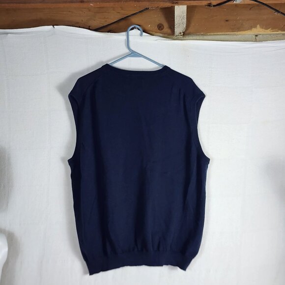 Chaps Navy Blue Grey Logo 100 Cotton V-Neck Sleeveless Sweater Vest Size XXL - Picture 6 of 16